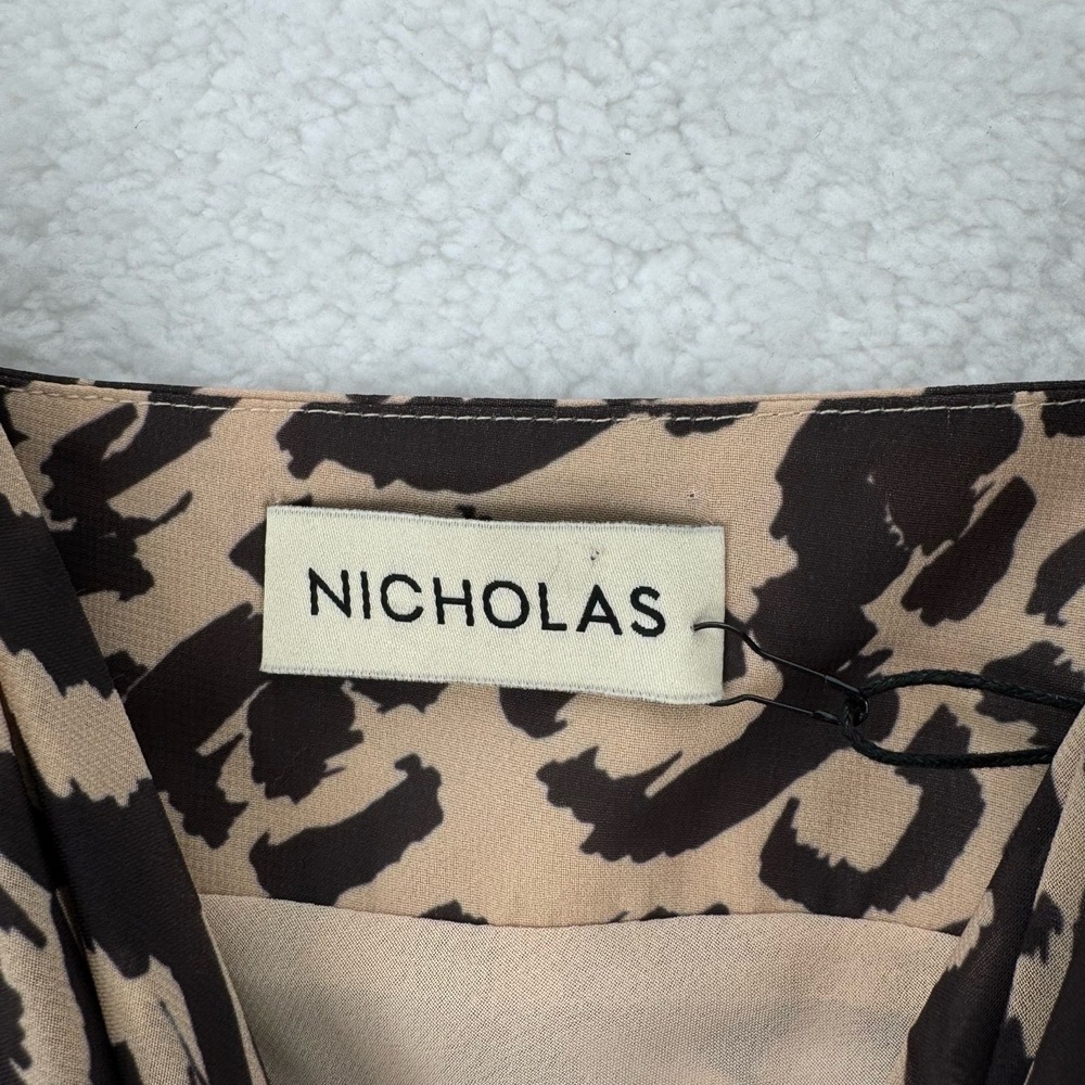 NWT Nicholas Kamila Ruffle Cowl Gown Leopard Print Ruffle Maxi Dress Sz 4 - Picture 9 of 15
